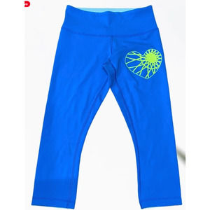 Lululemon Wunder Under Crop Reversible Leggings Beach Blanket Blue Womens Size 4